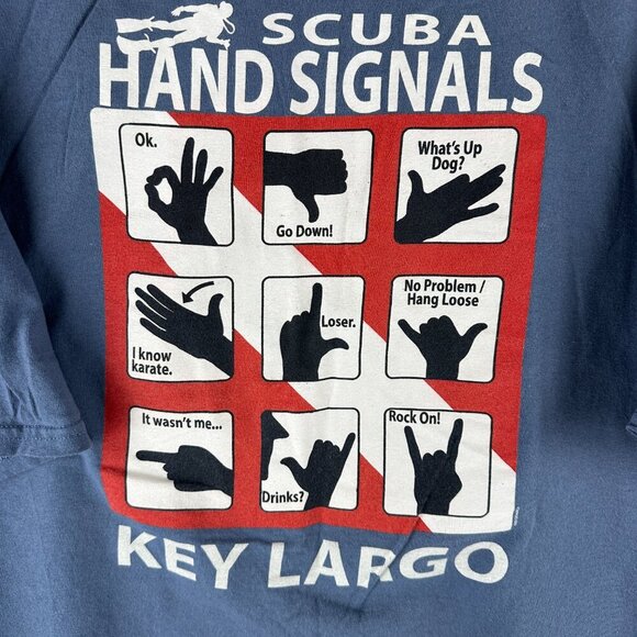 HAND SIGNALS FUNNY SCUBA DIVER UNDERWATER SIGNS T-SHIRT. SIZE XXL, SHORT SLEEVE - Picture 6 of 9
